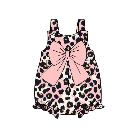 SR2757 leopard bow preorder girl romper 202502
