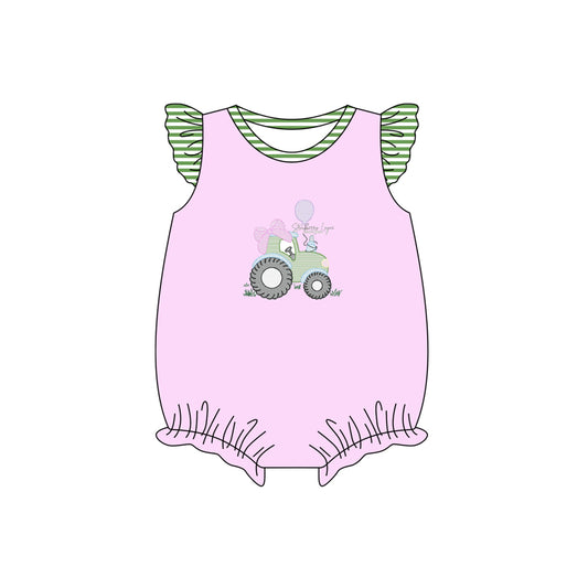 SR2758 bow tractor preorder girl romper 202502