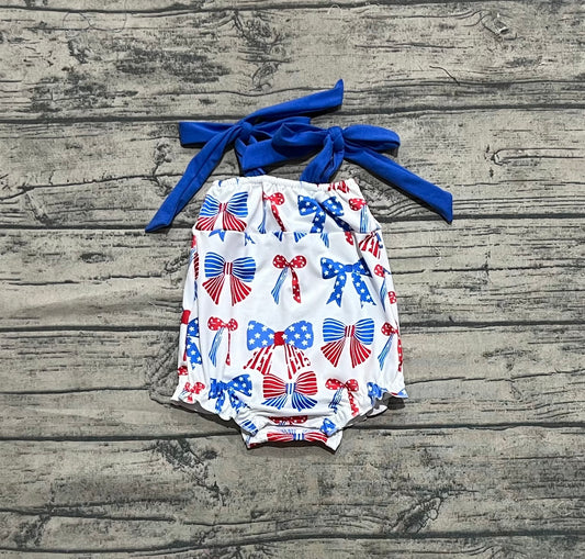 SR2902 bow 4th July western girl summer romper 202504 preorder