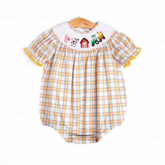 LR2182 smocked farm cow girl romper 202503 preorders