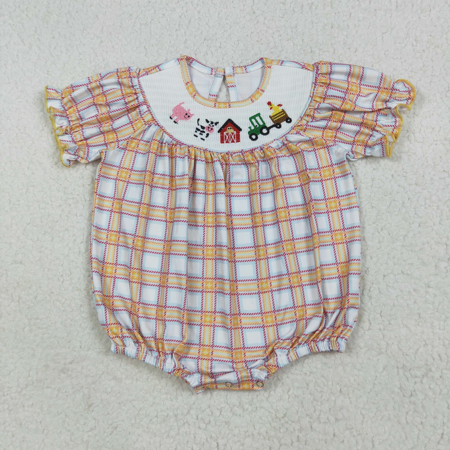 SR2982 smocked farm cow girl romper 202511 RTS