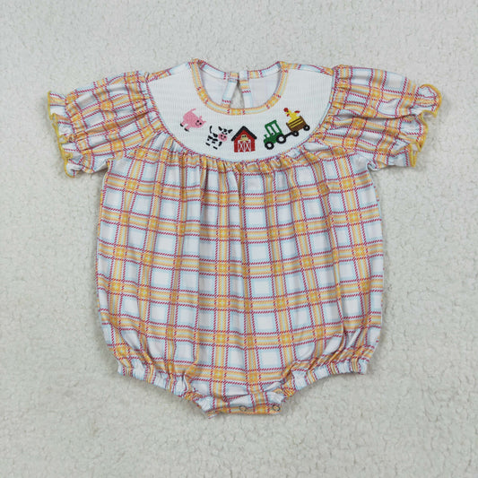 SR2982 smocked farm cow girl romper 202511 RTS
