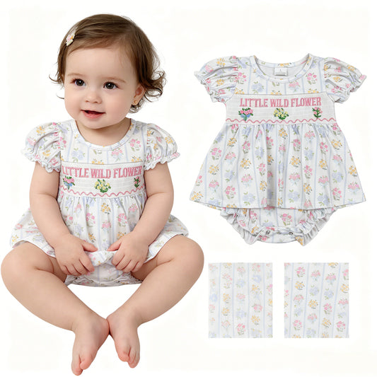SR3043-SMOCKED little wild flowers western girl summer romper 202605 RTS