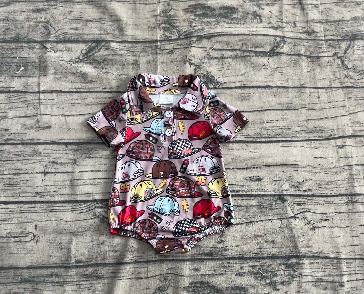 SR3068  cap cars boy cat romper 202504 preorders