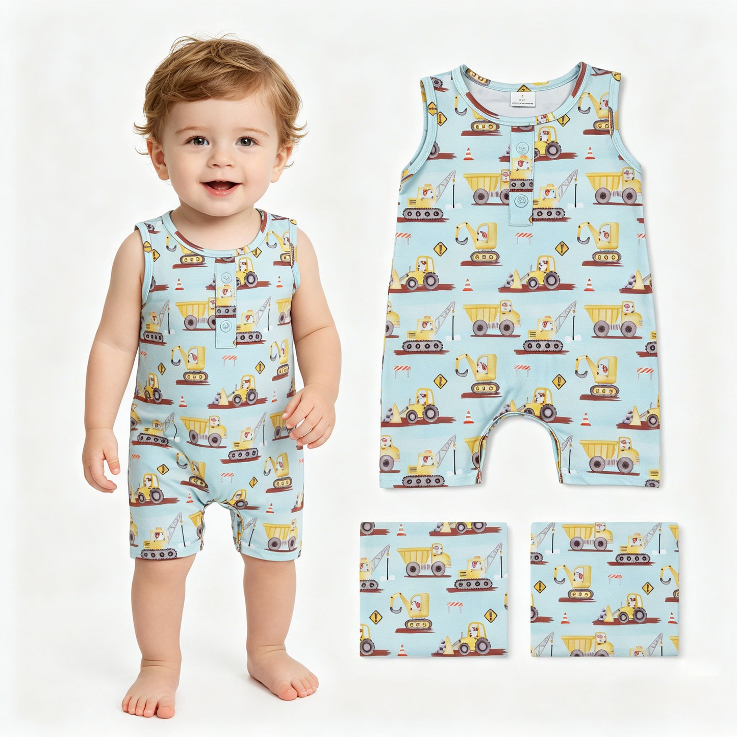SR3085 Tractor  boy romper 202406 RTS