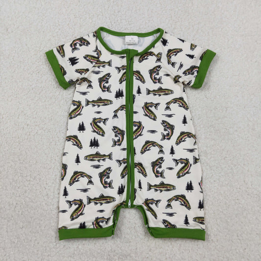 SR3095  western fish western boy kids summer romper 202602