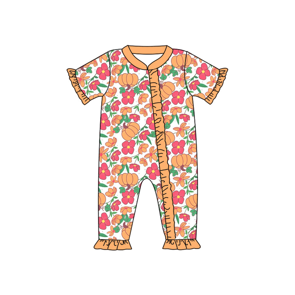 SR3096  western pumpkin halloween kids summer romper 202504  preorder
