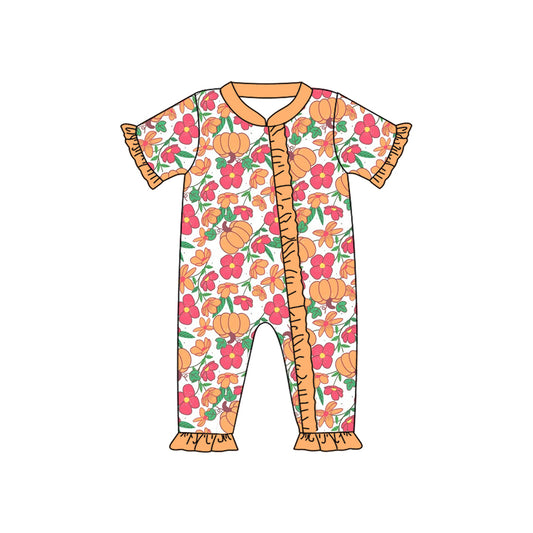 SR3096  western pumpkin halloween kids summer romper 202504  preorder