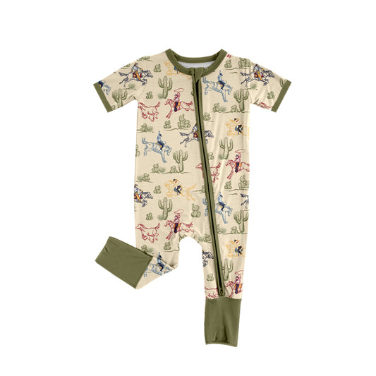 SR3099  western cowboy horse radeo kids summer romper 202504  preorder