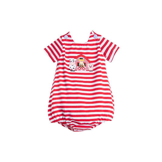 SR3101  romper cow stripe girl kids summer romper 202505  preorder