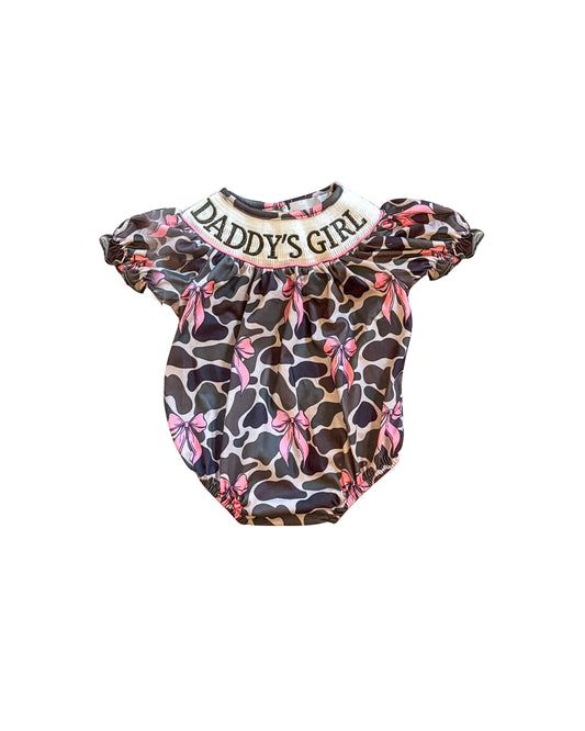 SR3105 daddy‘s girl  camo bow sibling  romper kids summer romper 202505  preorder