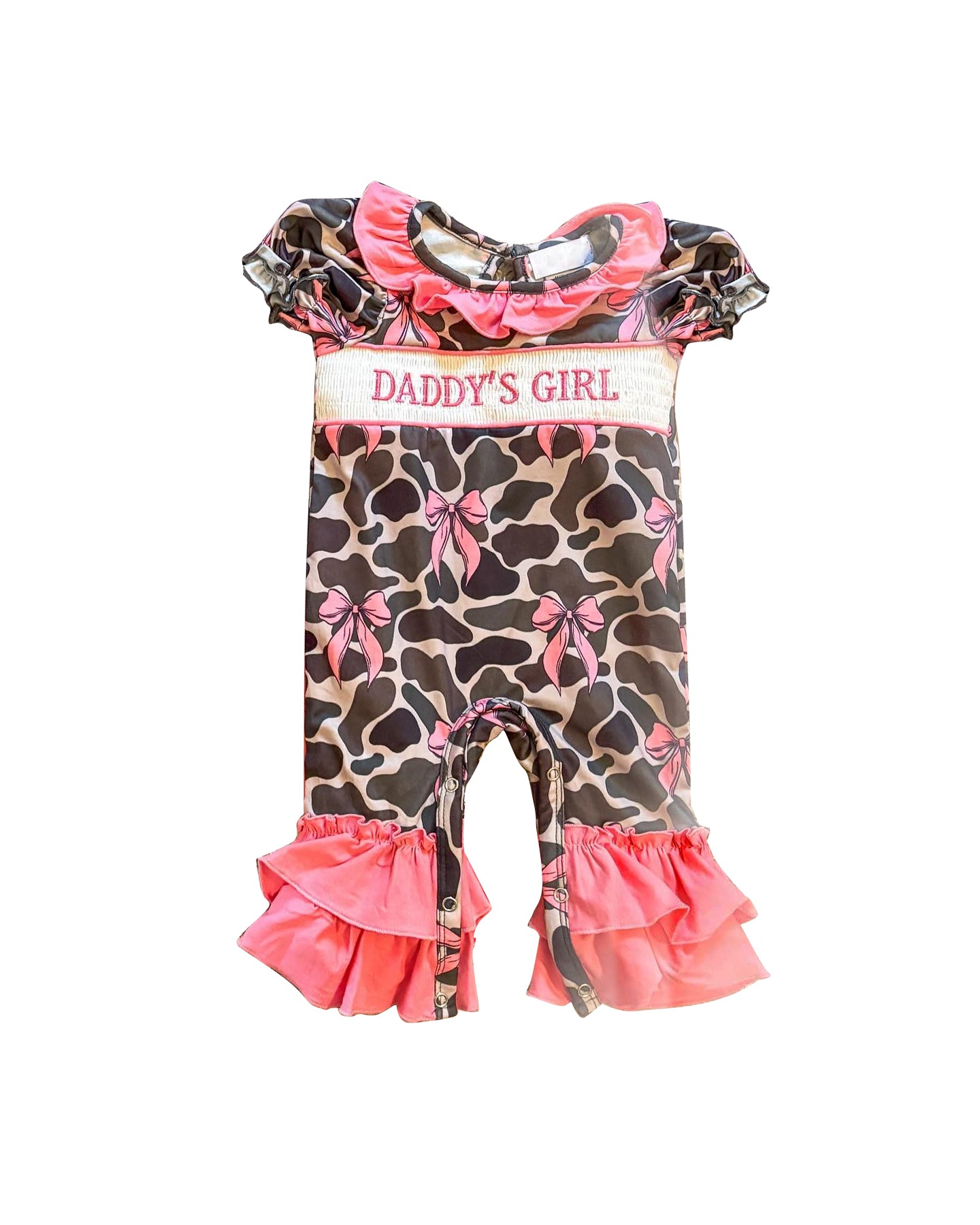 SR3106 daddy‘s girl  camo bow sibling  romper kids summer romper 202505  preorder