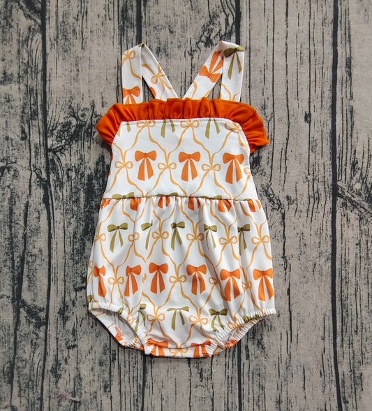 SR3148  Halloween pumpkin bow girl summer romper 202506 preorder
