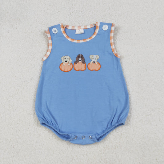 SR3190 embroidery dog pumpkin romper boy summer romper 202509 RTS