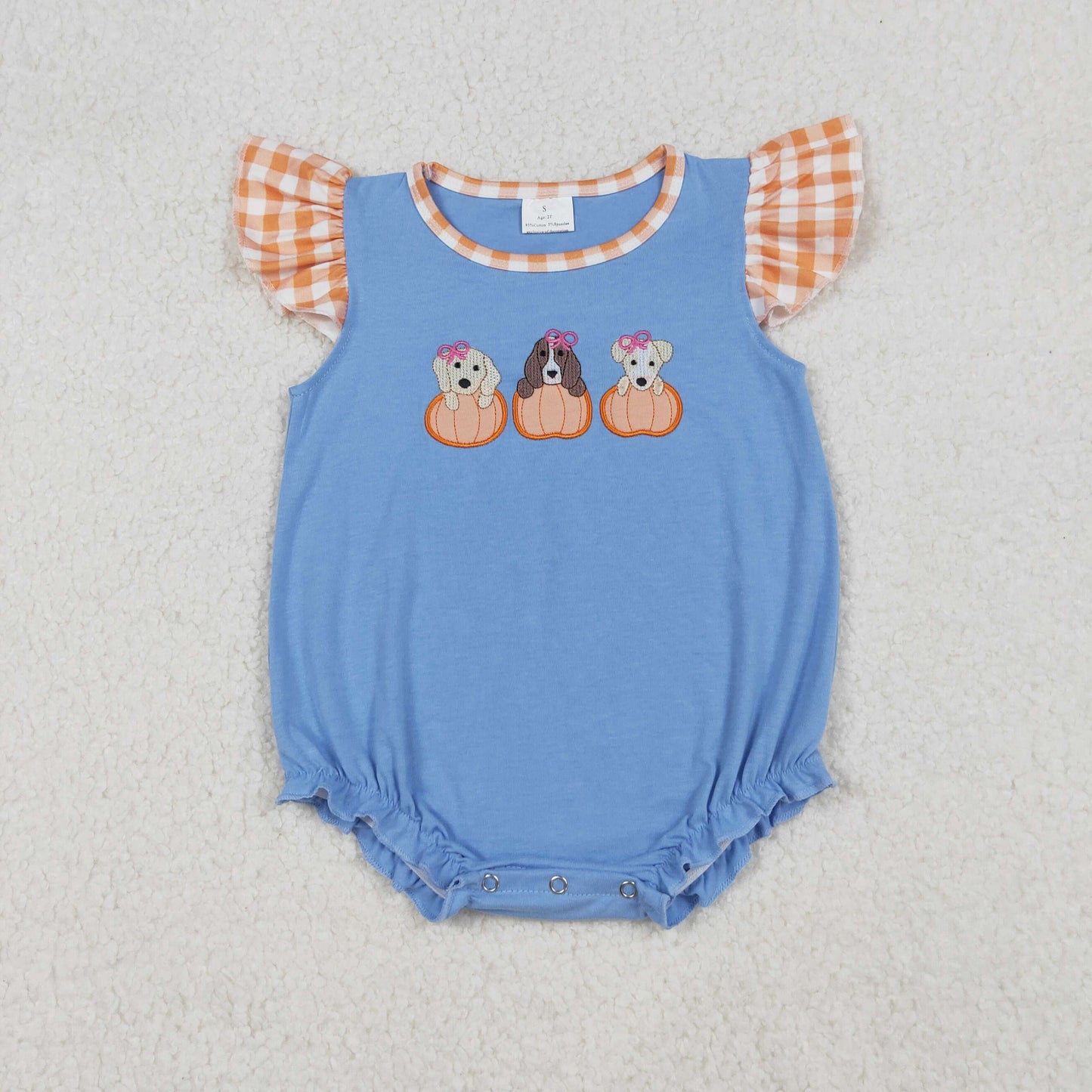 SR3191 Embroidery dog pumpkin romper girl summer romper 202509 RTS