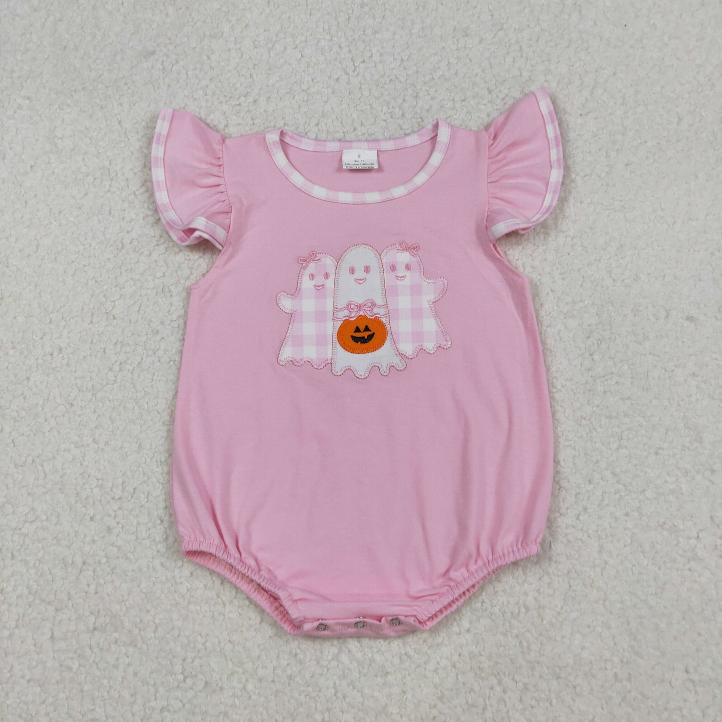 SR3196 Embroidery  Halloween boo pumpkin summer girl romper 202509 RTS
