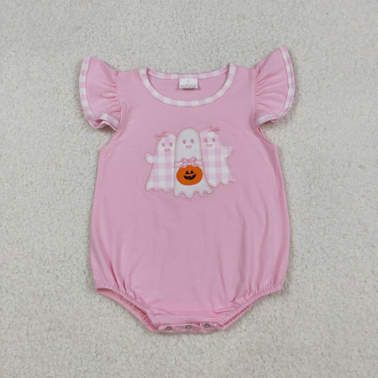 SR3196 Embroidery  Halloween boo pumpkin summer girl romper 202509 RTS