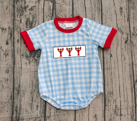 SR3257 embroidery cray fish boy summer romper 202509 preorder