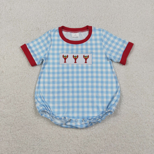 SR3257 embroidery cray fish boy summer romper 202511 rts