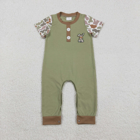 SR3258 embroidery  Easter rabbit camo boy summer romper 202511 RTS