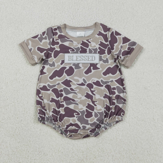 SR3263 Embroidery CAMO blessed girl romper 202512 RTS