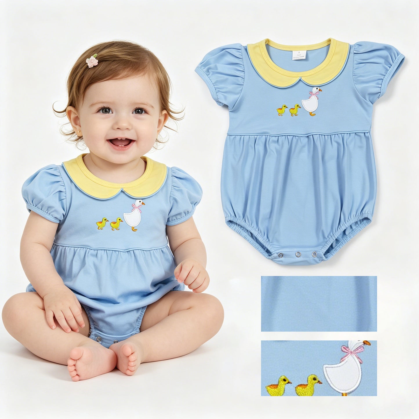SR3298  embroidery duck girl romper 202604 RTS