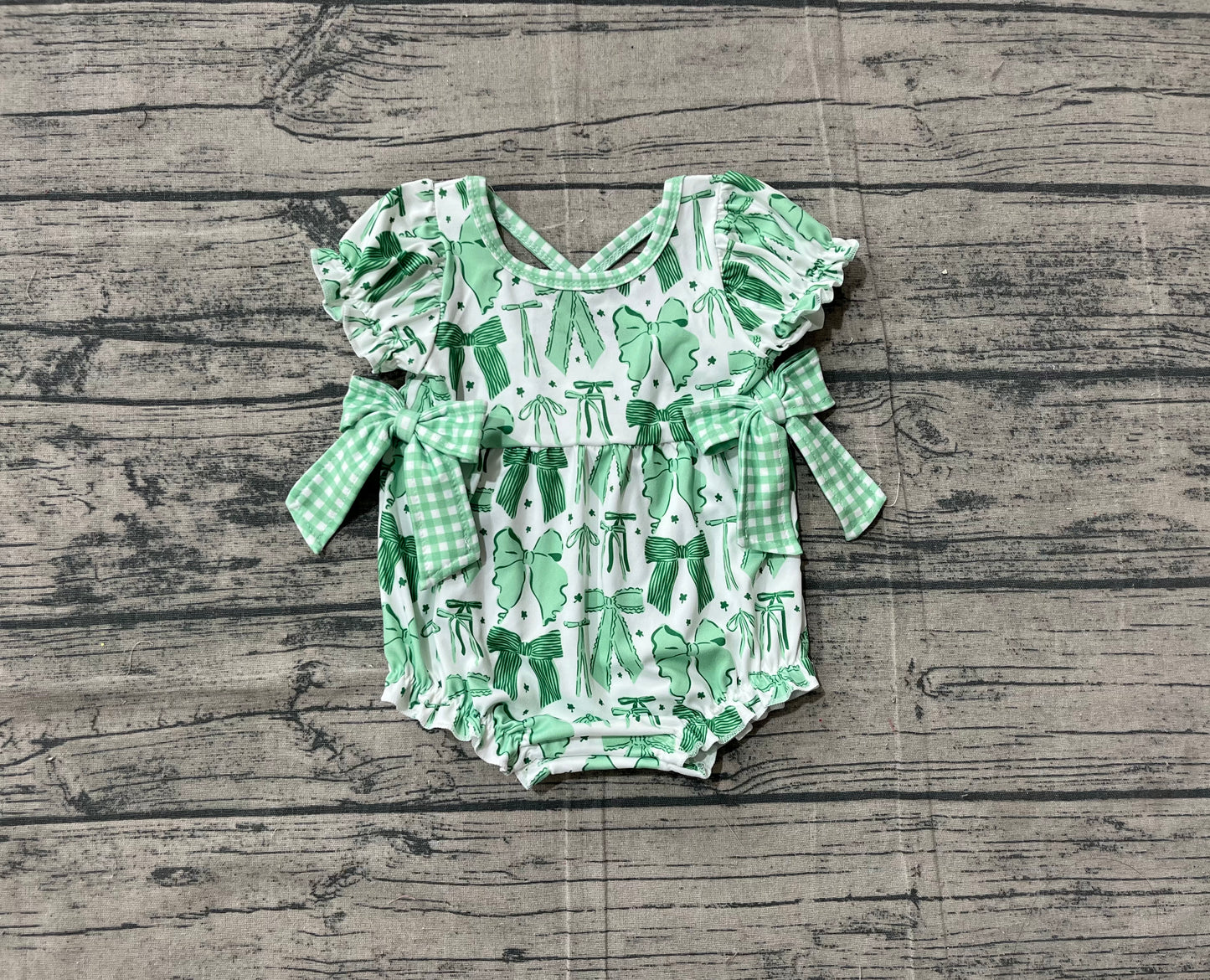 SR3305  bow green girl camo romper 202511 preorder