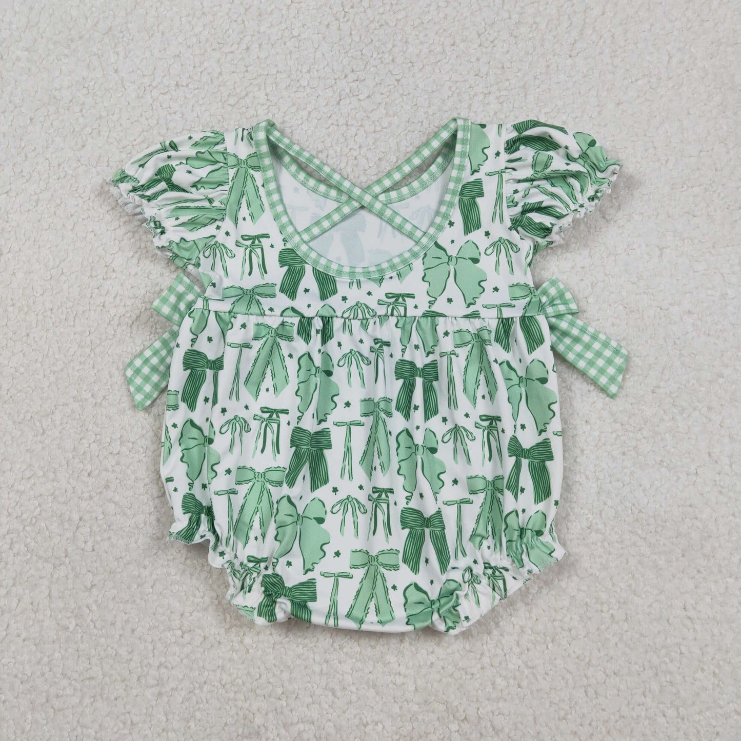 SR3305  bow green girl camo romper 202512 RTS
