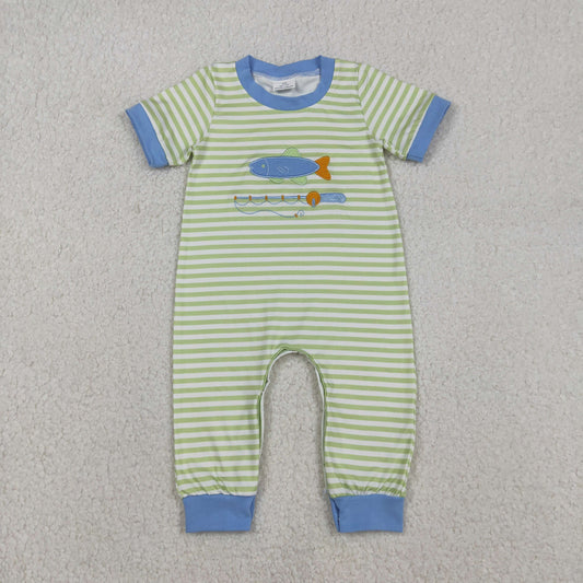 SR3329 Embroidery fishingboy summer romper 202512  RTS