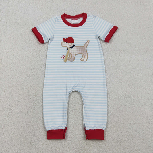 SR3330 Embroidery DOG Christmas boy  romper 202511 RTS