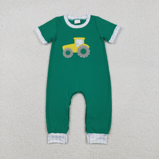 SR3332 Embroidery tractor boy  romper 202511 RTS