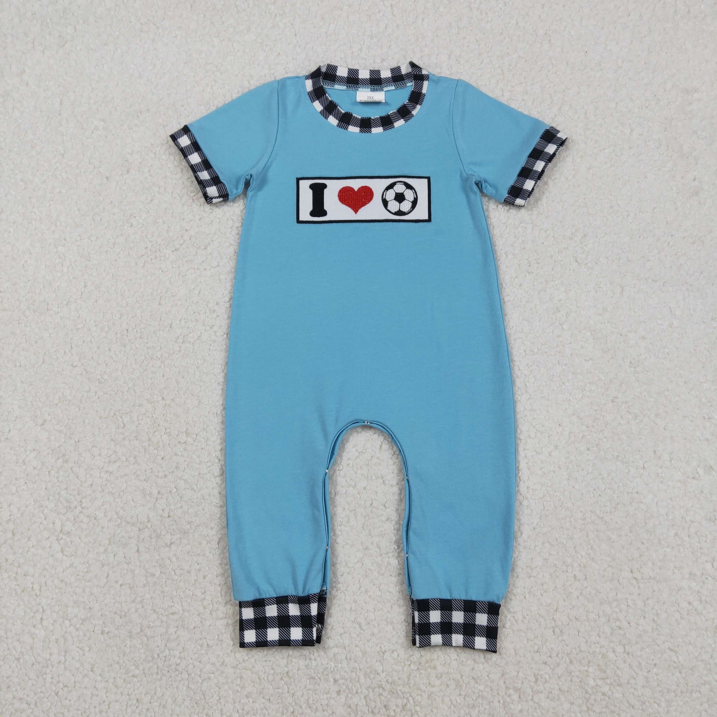 SR3369 Embroidery love football boy  romper 202512 RTS