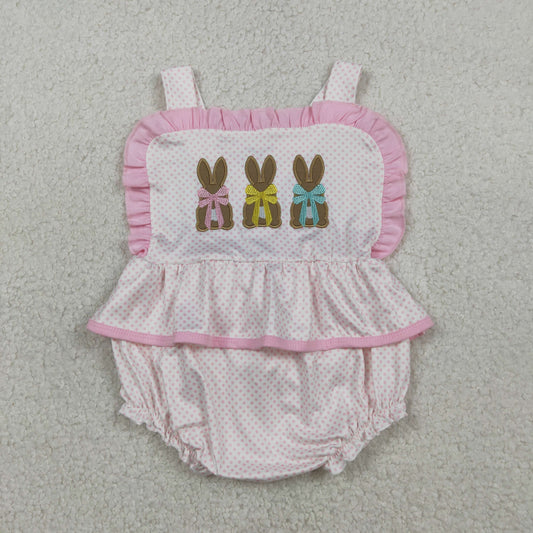 SR3477 embroidery bunny Easter girl  summer romper 202601