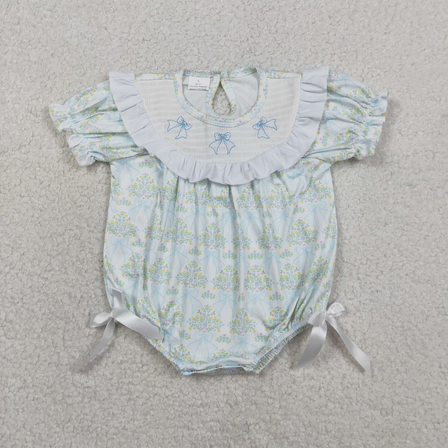 SR3487-smocked bow girl  summer romper 202601 RTS