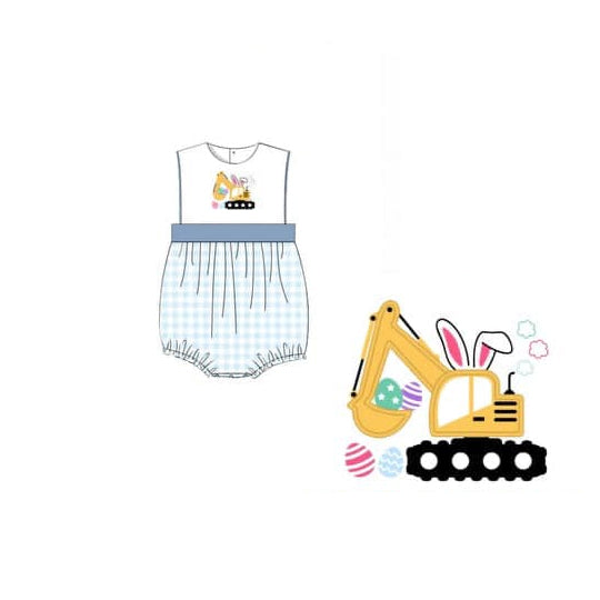 SR3492 tractor Easter rabbit GIRL romper 202511 preorder