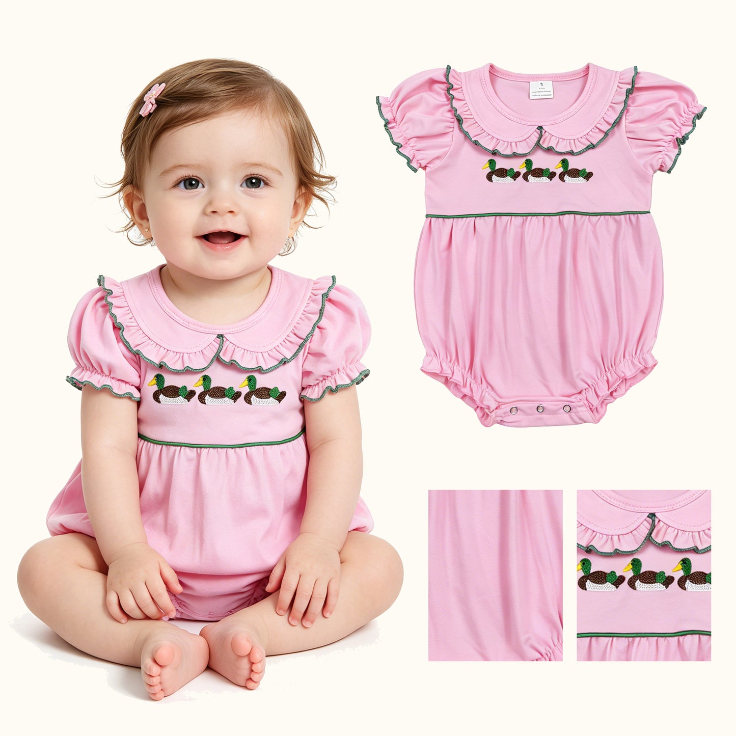 SR3532  embroidery duck girl summer romper 202605 RTS