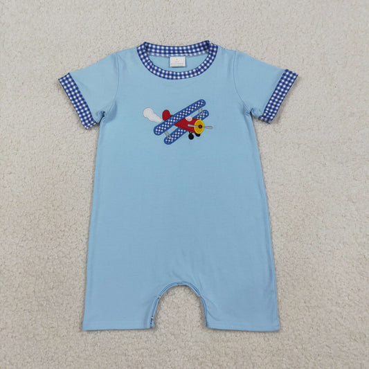 SR3543 embroidery plain boy romper 202604  RTS