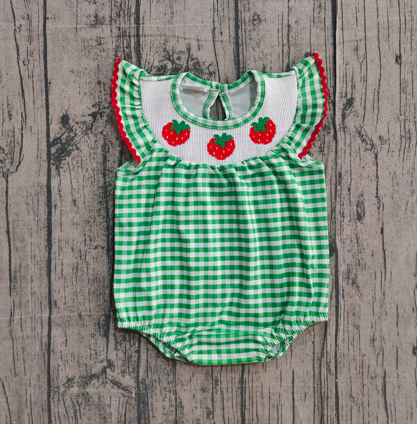 SR3550-smocked stawberry girl summer romper 202511 preorder