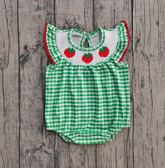 SR3550-smocked stawberry girl summer romper 202511 preorder