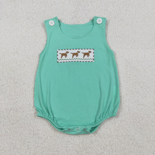 SR3559 embroidery dog girl summer romper 202601 RTS