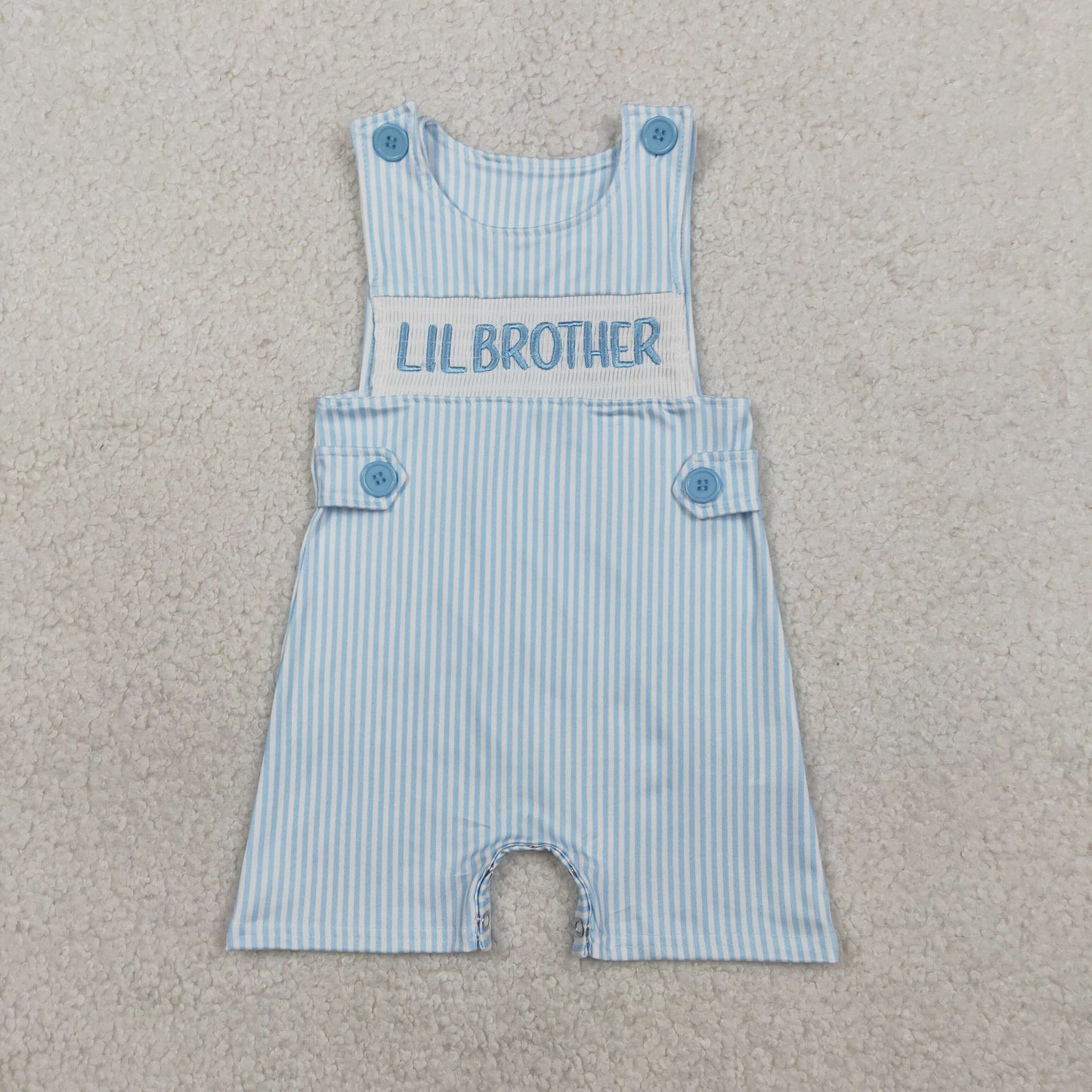 SR3592-SMOCKED  little brother boy romper 202601 RTS