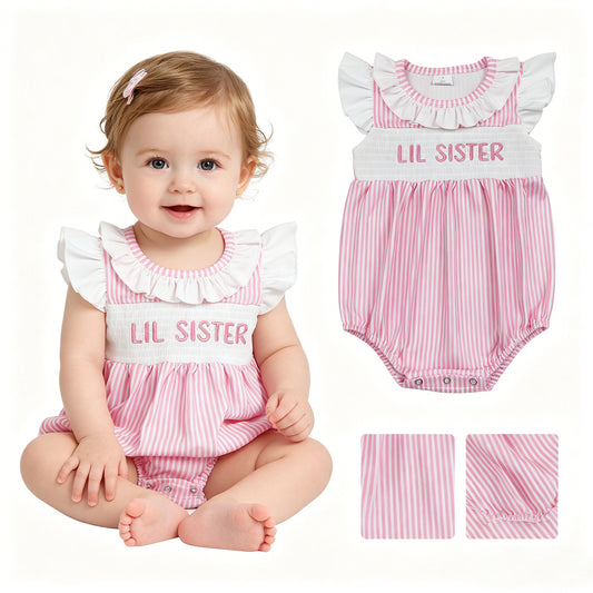 SR3593-SMOCKED LITTLE SISTER GIRL romper 202604 RTS