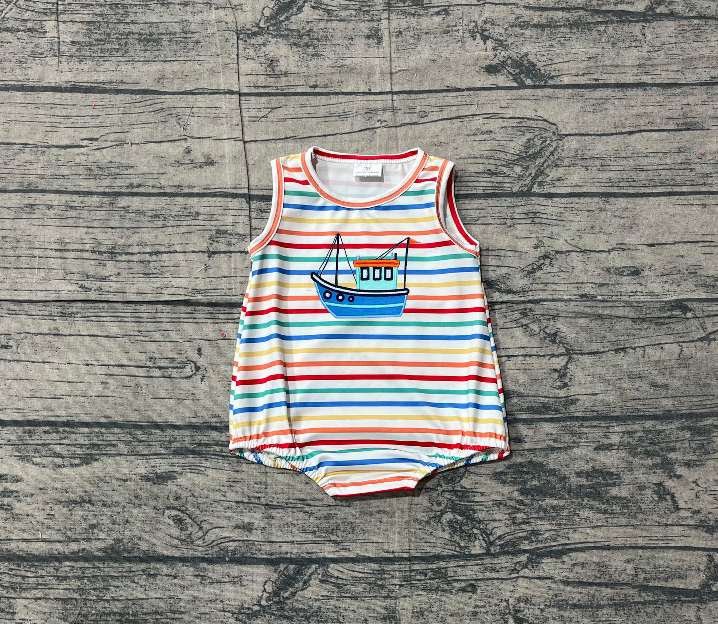 SR3733 embroidery sail boat girl summer romper 202512 preorder