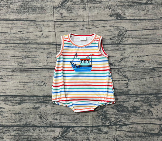 SR3733 embroidery sail boat girl summer romper 202512 preorder