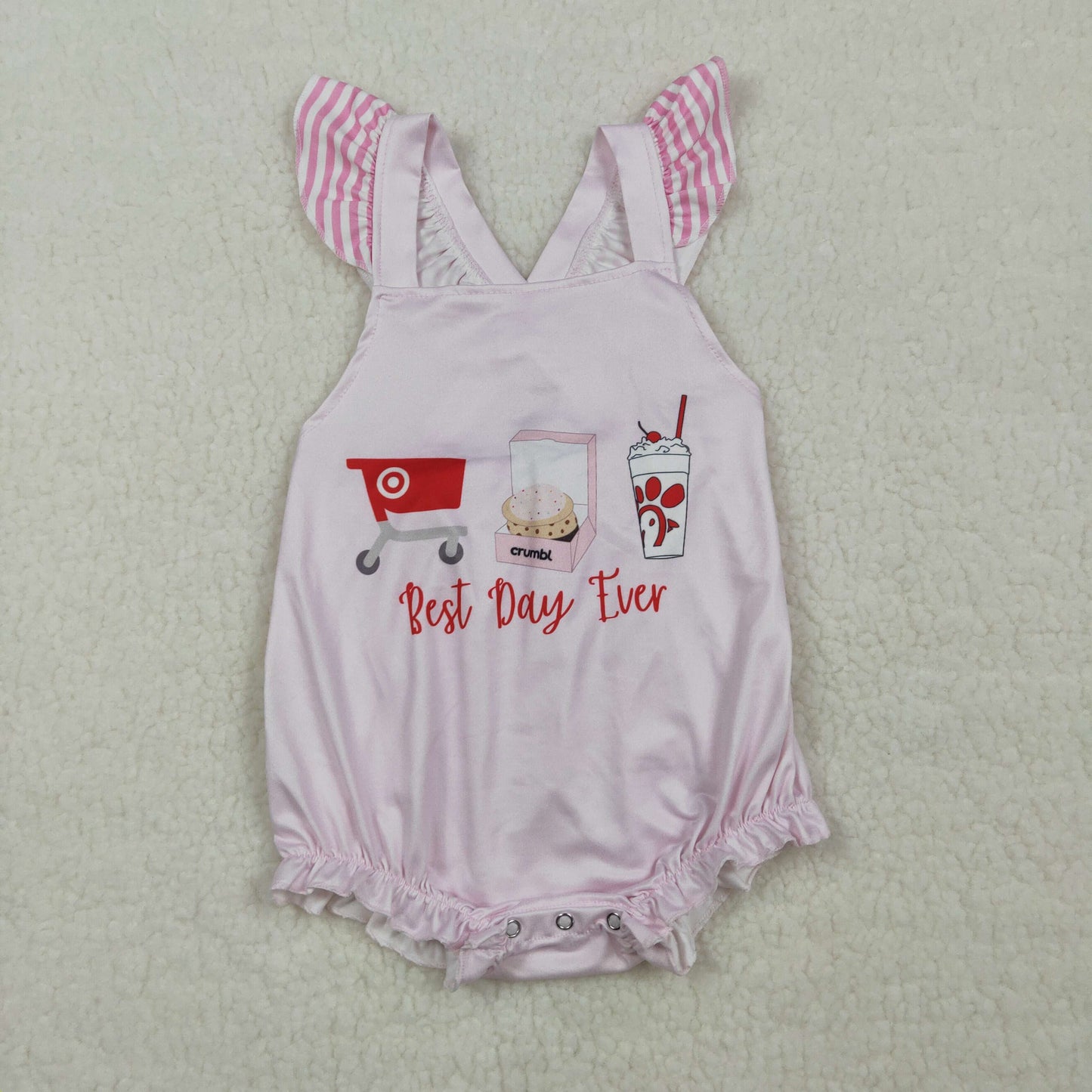 SR3780 best day ever hamburger girl summer romper 202603 rts