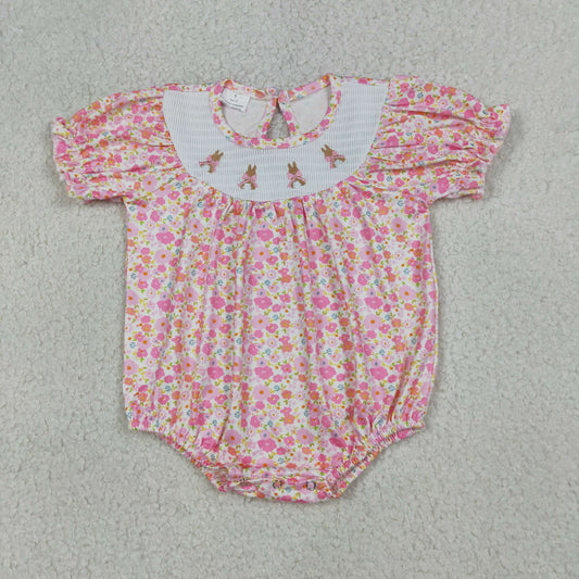 SR3785-smocked Easter girl summer romper 202603 RTS