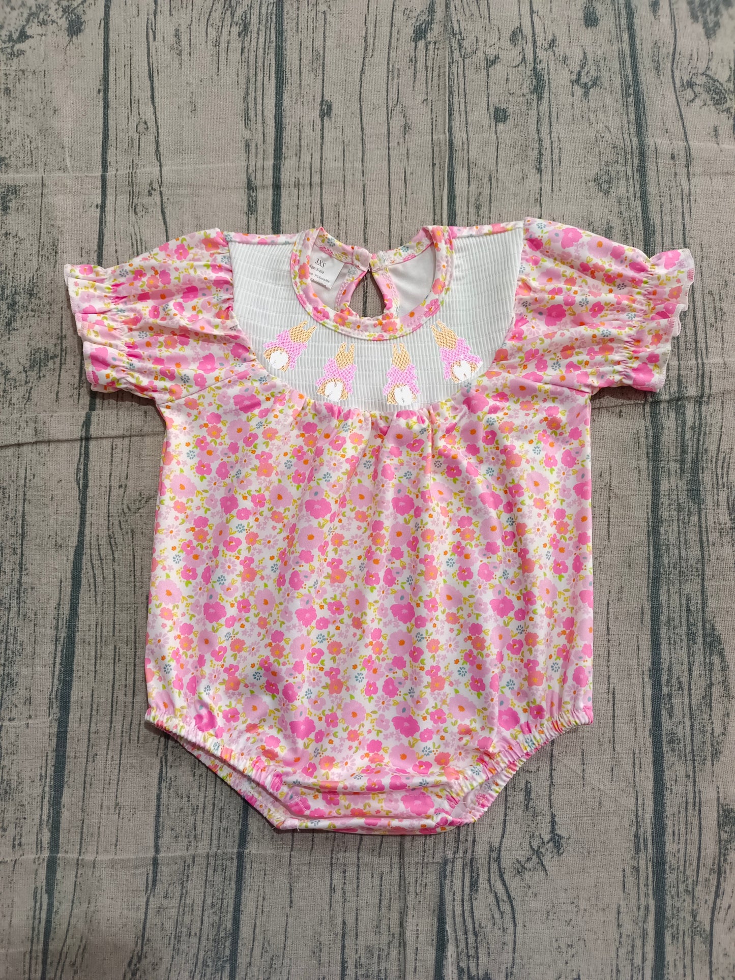 SR3785-smocked Easter girl summer romper 202601 RTS