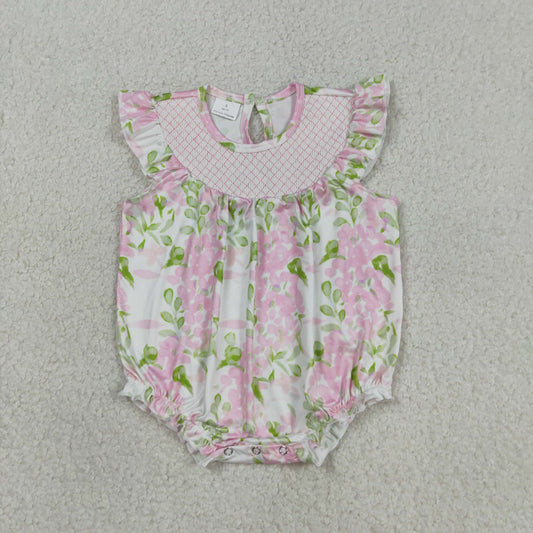 SR3805-SMOCKED FLOWER Easter  girl summer romper 202603 RTS