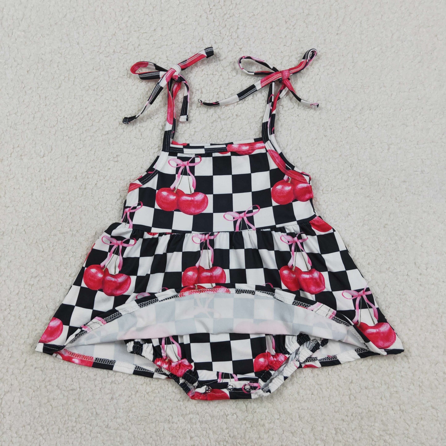 SR3854 checkboard cherry GIRL romper 202604 RTS