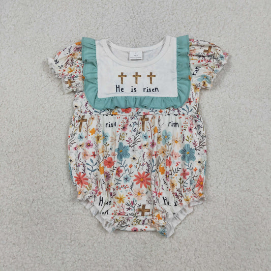 SR3861 Easter  cross embroidery girl romper 202601 RTS